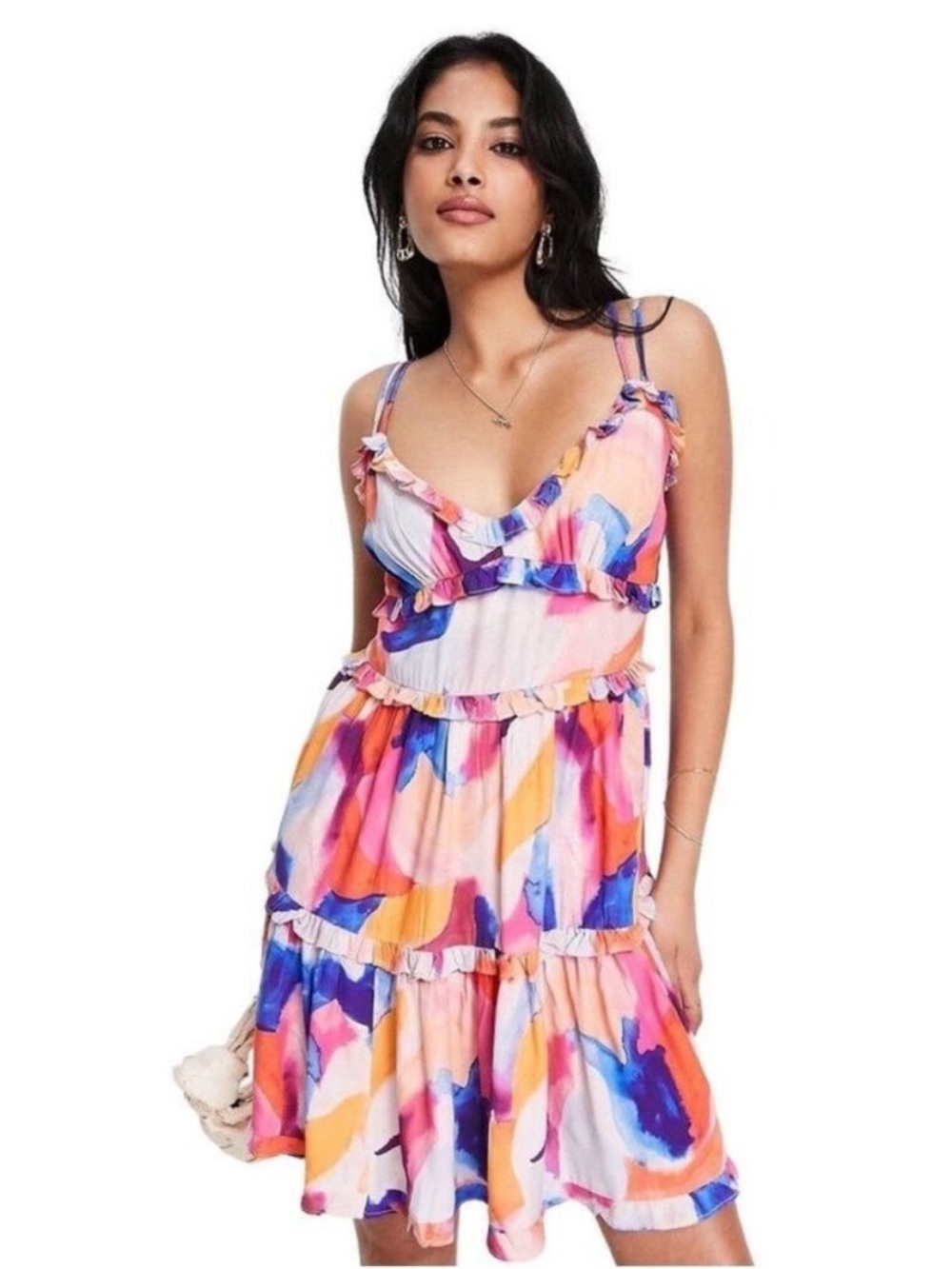 French Connection Isadora Multi-Color Ruffle Tiered Sundress - Picture 6 of 8